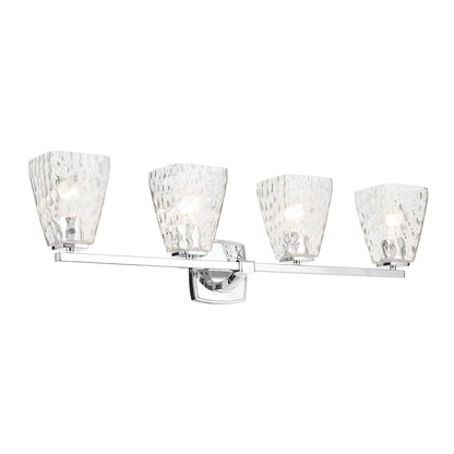 Kichler Marant 33in 4-Light Vanity Light | Modern Chrome and Clear Water Glass | Bathroom Vanity Light | Damp Rated | Model 55217CHWTR