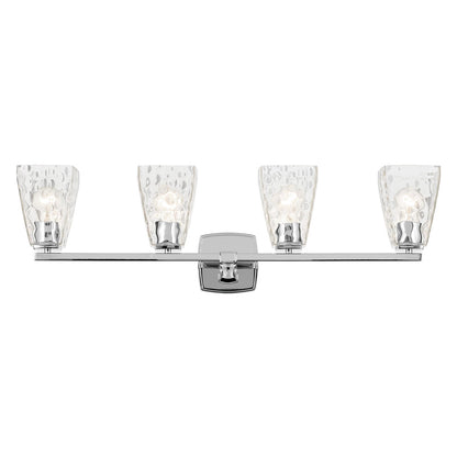 Kichler Marant 33in 4-Light Vanity Light | Modern Chrome and Clear Water Glass | Bathroom Vanity Light | Damp Rated | Model 55217CHWTR