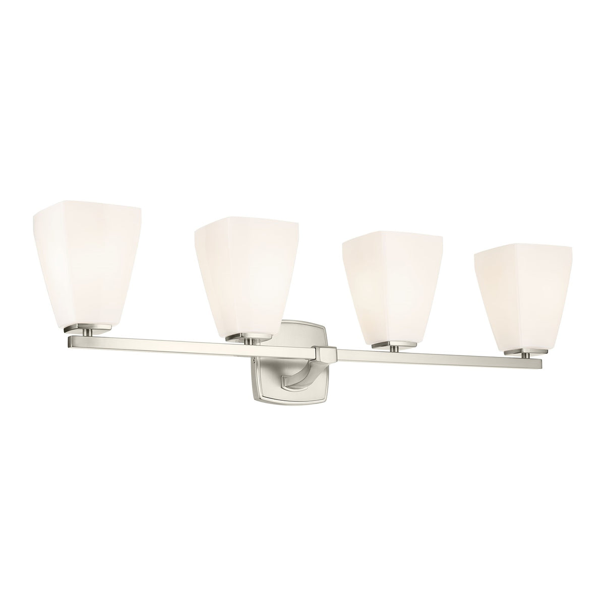 Kichler Marant 4-Light Vanity Light | Modern Brushed Nickel and Cased Opal Glass | Bathroom & Powder Room | 33.25 x 9.5 in | Model 55217NI