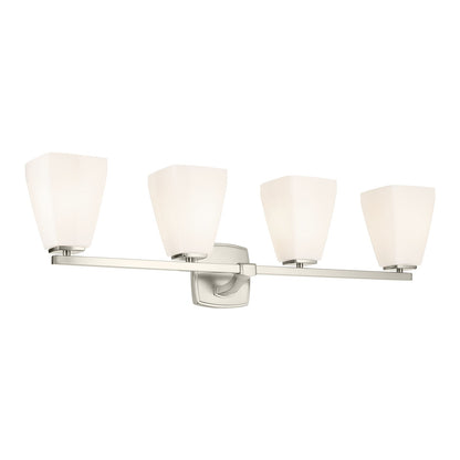 Kichler Marant 4-Light Vanity Light | Modern Brushed Nickel and Cased Opal Glass | Bathroom & Powder Room | 33.25 x 9.5 in | Model 55217NI