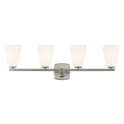 Kichler Marant 4-Light Vanity Light | Modern Brushed Nickel and Cased Opal Glass | Bathroom & Powder Room | 33.25 x 9.5 in | Model 55217NI