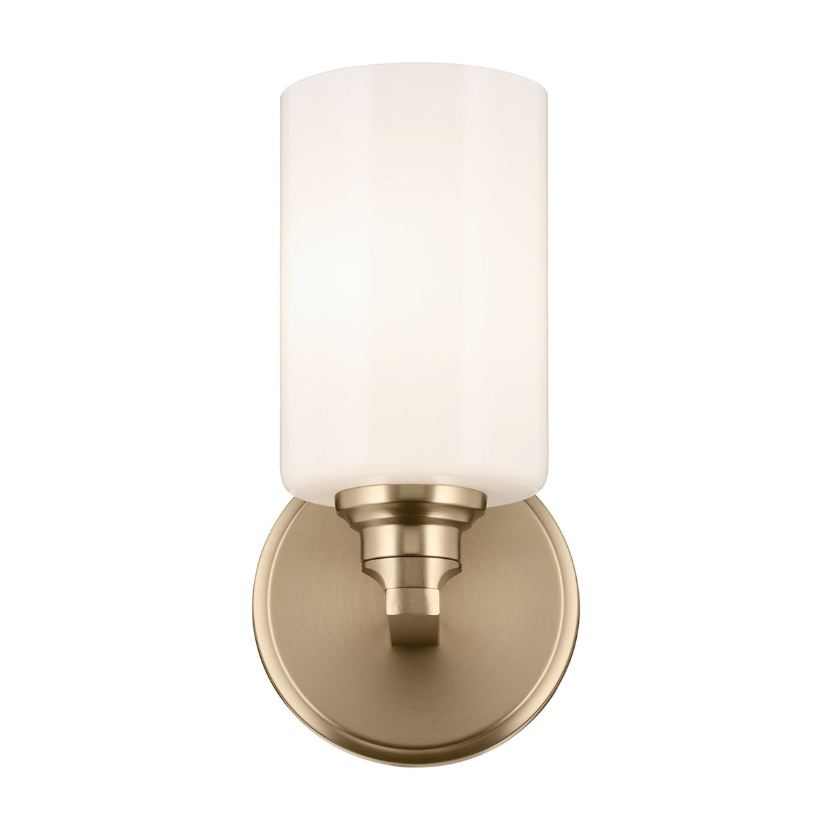 Kichler Gioe 1-Light Wall Sconce | Modern Champagne Bronze and White Glass | Hallway & Bathroom Accent | 5 x 9.5 in | Model 55224CPZ