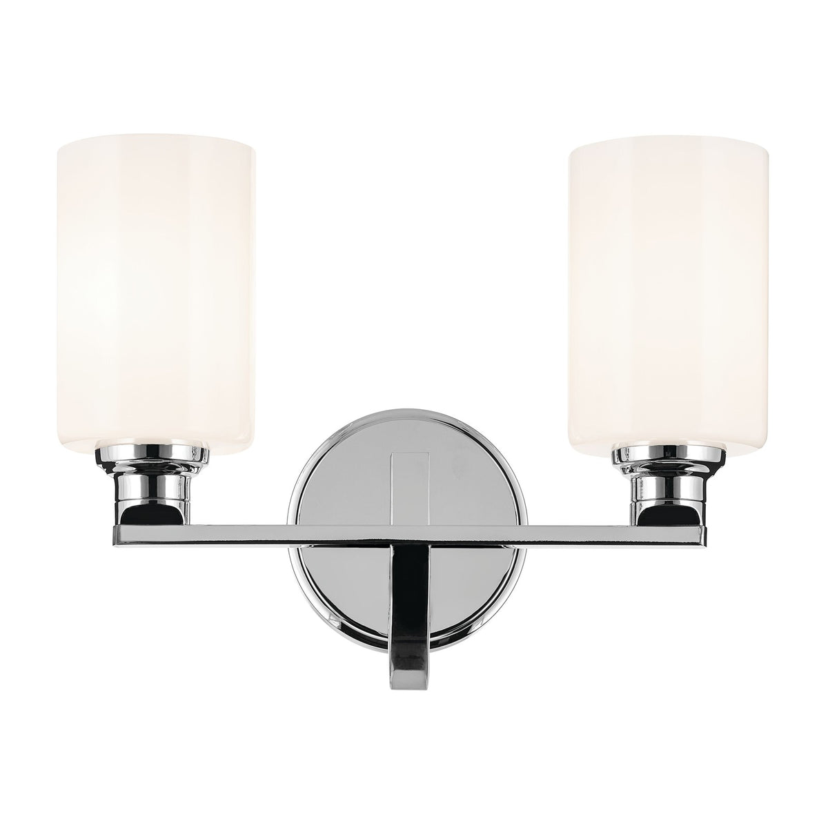 Kichler Gioe 14in 2-Light Vanity Light | Modern Chrome and White Glass | Bathroom Vanity | 14.25 x 6.75 x 10.5 in | Model 55225CH