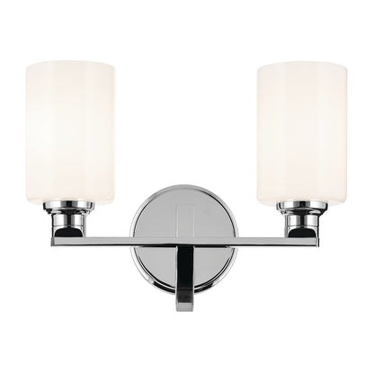 Kichler Gioe 14in 2-Light Vanity Light | Modern Chrome and White Glass | Bathroom Vanity | 14.25 x 6.75 x 10.5 in | Model 55225CH