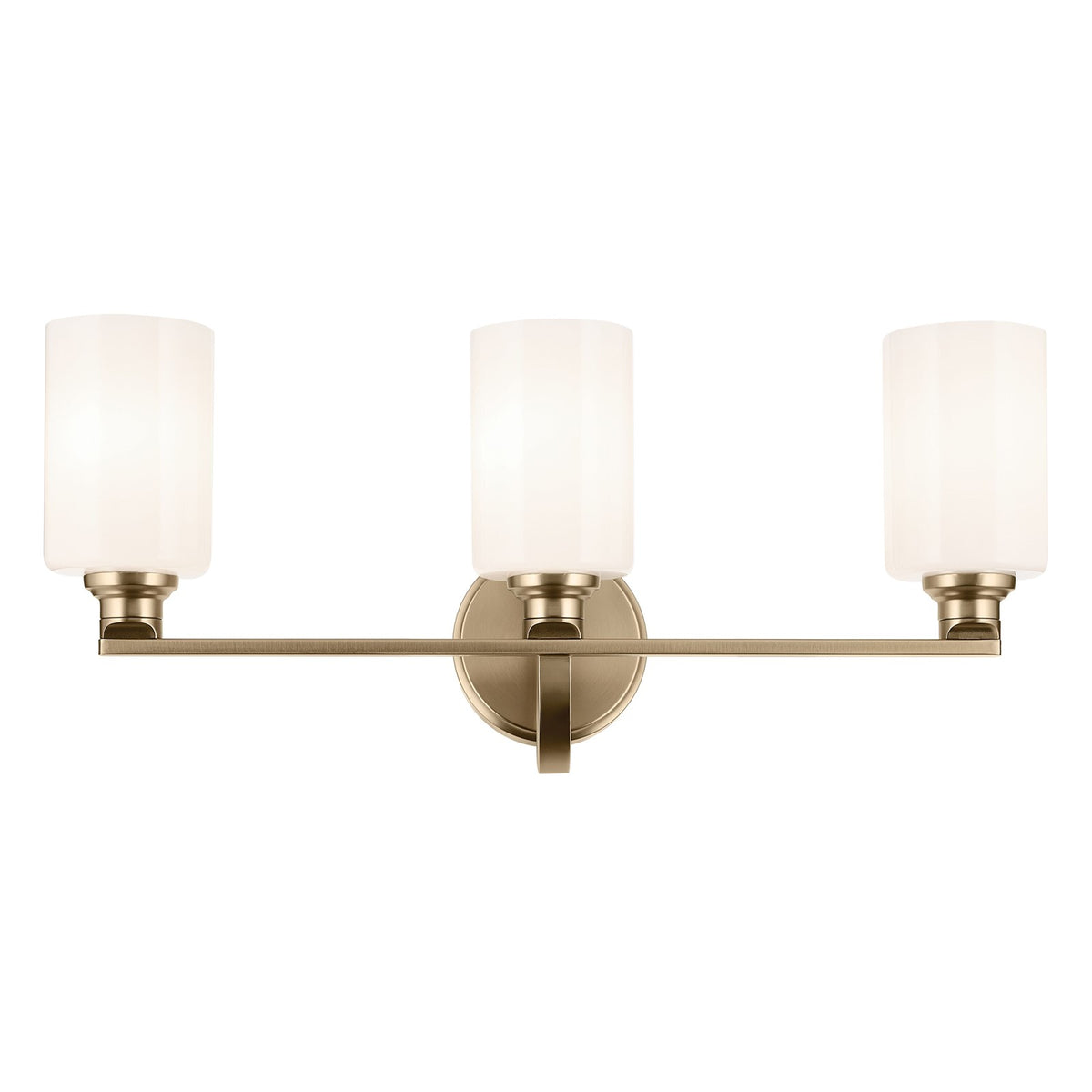 Kichler Gioe 24in 3-Light Vanity Light | Modern Champagne Bronze and White Opal Glass | Bathroom Vanity & Powder Room | Model 55226CPZ