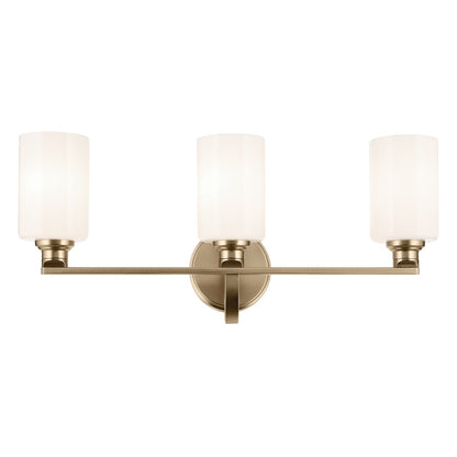 Kichler Gioe 24in 3-Light Vanity Light | Modern Champagne Bronze and White Opal Glass | Bathroom Vanity & Powder Room | Model 55226CPZ