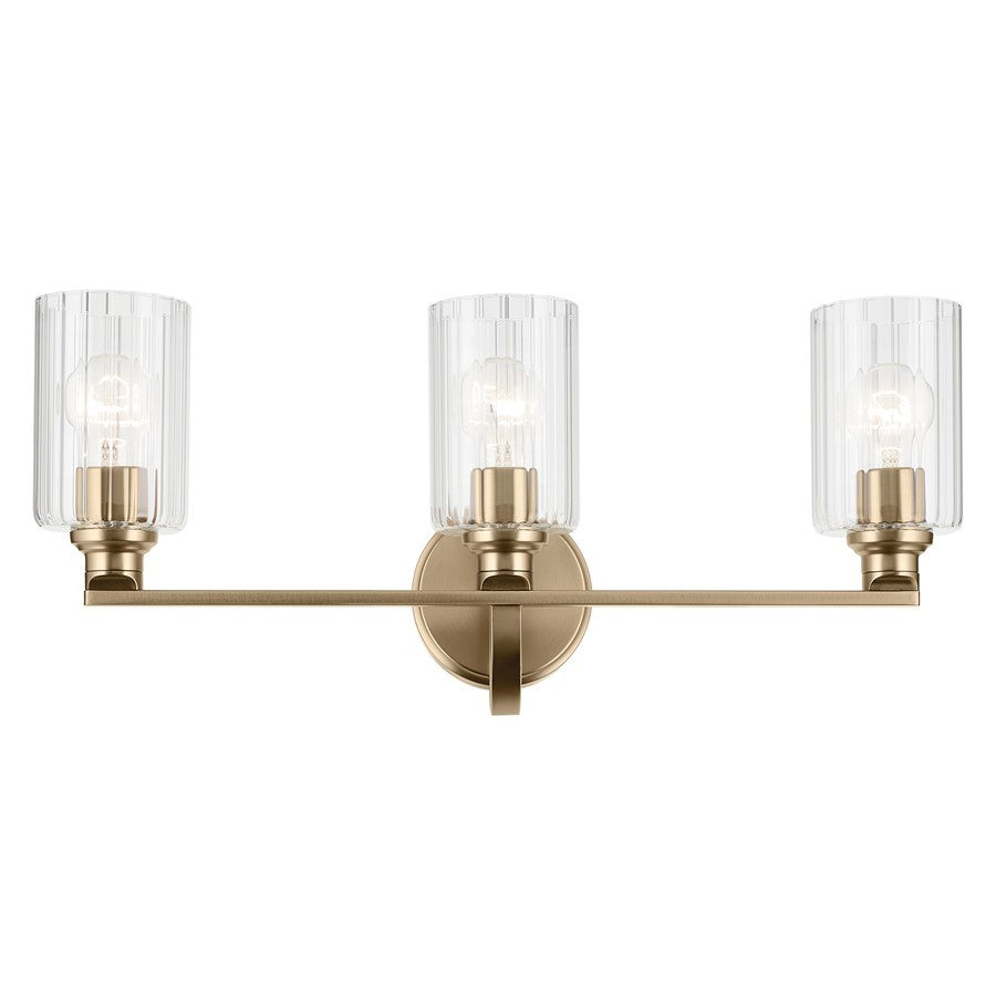 Kichler Gioe 24in 3-Light Vanity Light | Modern Champagne Bronze and White Opal Glass | Bathroom Vanity & Powder Room | Model 55226CPZ
