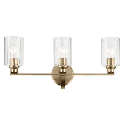 Kichler Gioe 24in 3-Light Vanity Light | Modern Champagne Bronze and White Opal Glass | Bathroom Vanity & Powder Room | Model 55226CPZ