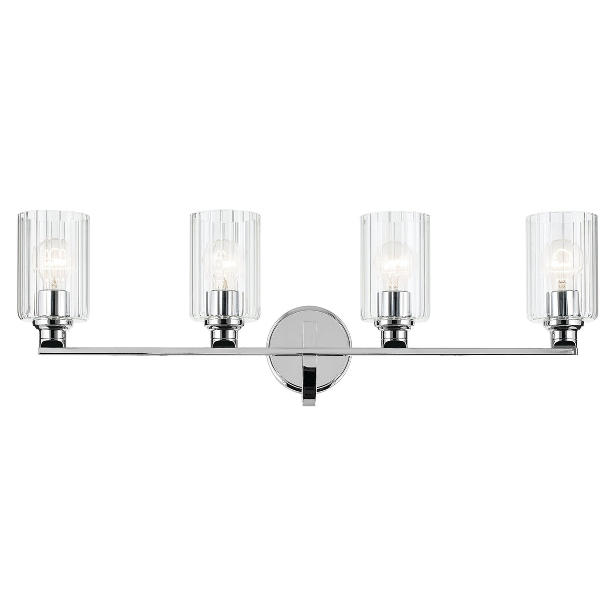 Kichler Gioe 32in 4-Light Vanity Light | Modern Chrome and Clear Fluted Glass | Bathroom & Powder Room | 32 x 10 x 7 in | Model 55227CHFLU