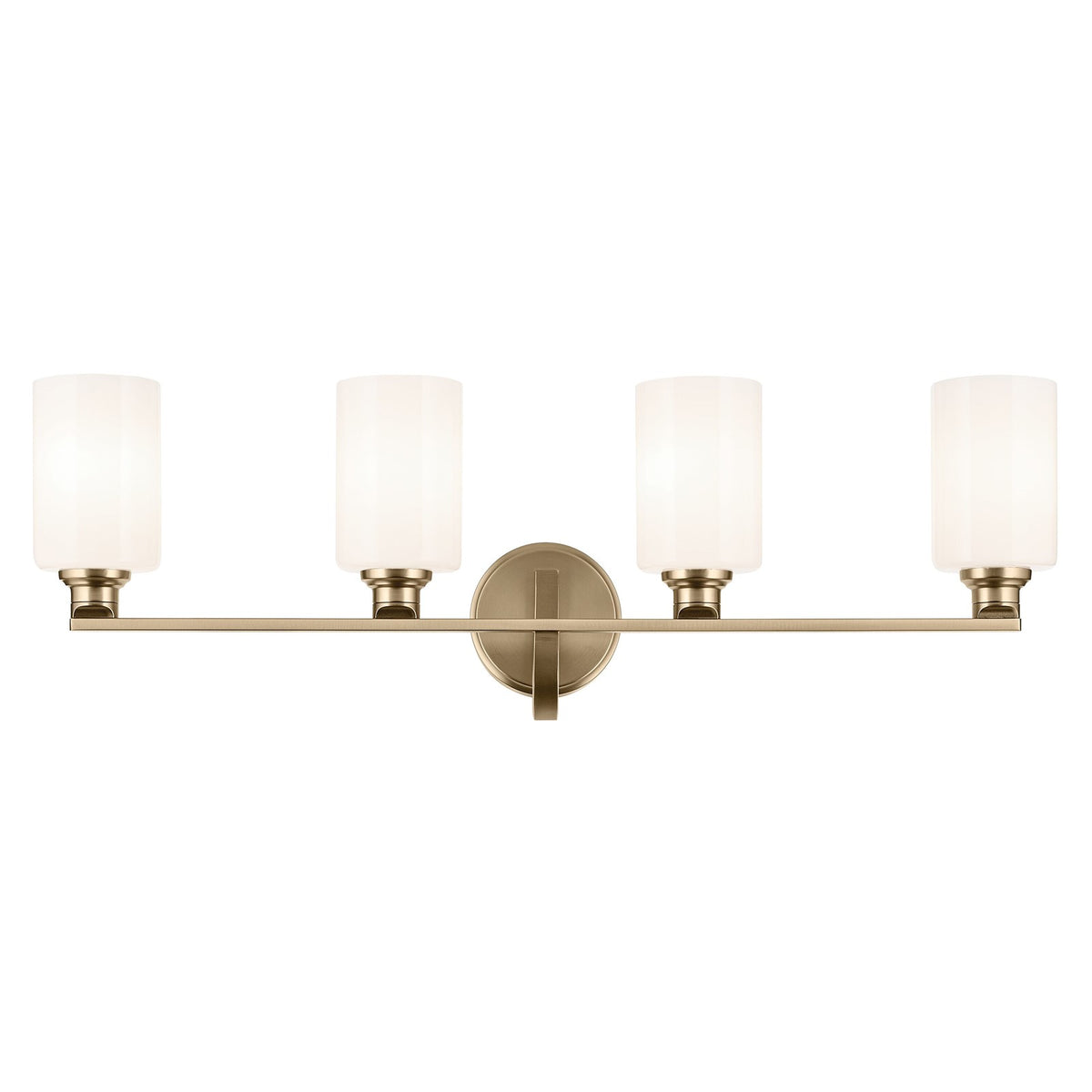 Kichler Gioe 32in 4-Light Vanity Light | Modern Champagne Bronze and White Opal Glass | Bathroom Vanity & Powder Room | Model 55227CPZ
