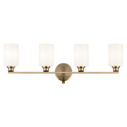 Kichler Gioe 32in 4-Light Vanity Light | Modern Champagne Bronze and White Opal Glass | Bathroom Vanity & Powder Room | Model 55227CPZ