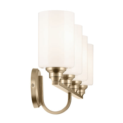 Kichler Gioe 32in 4-Light Vanity Light | Modern Champagne Bronze and White Opal Glass | Bathroom Vanity & Powder Room | Model 55227CPZ