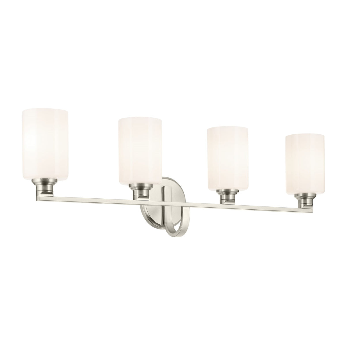 Kichler Gioe 32in 4-Light Vanity Light | Modern Brushed Nickel and White Opal Glass | Bathroom Vanity | 32.25 x 10.5 in | Model 55227NI