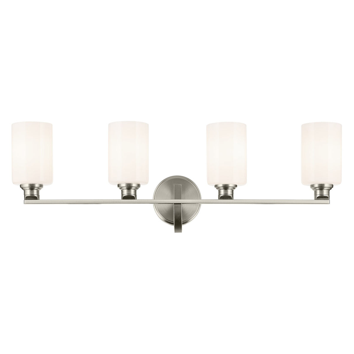 Kichler Gioe 32in 4-Light Vanity Light | Modern Brushed Nickel and White Opal Glass | Bathroom Vanity | 32.25 x 10.5 in | Model 55227NI