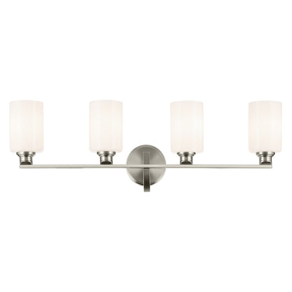 Kichler Gioe 32in 4-Light Vanity Light | Modern Brushed Nickel and White Opal Glass | Bathroom Vanity | 32.25 x 10.5 in | Model 55227NI