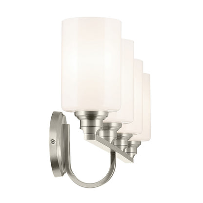 Kichler Gioe 32in 4-Light Vanity Light | Modern Brushed Nickel and White Opal Glass | Bathroom Vanity | 32.25 x 10.5 in | Model 55227NI
