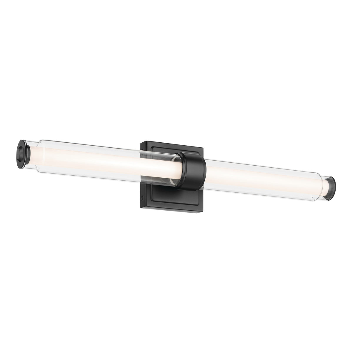 Kichler Laurene 18.5in 2-Light Linear Bath | Modern Black and Clear Glass | Bathroom Vanity & Hallway | 1460 Lumens, 3000K | Model 55238BKLED