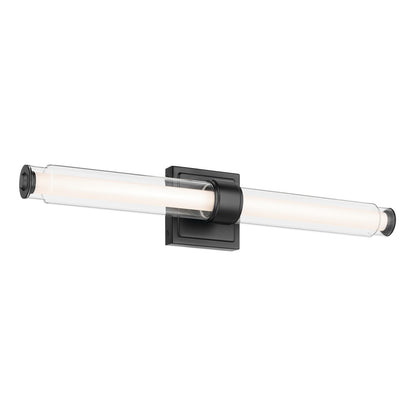 Kichler Laurene 18.5in 2-Light Linear Bath | Modern Black and Clear Glass | Bathroom Vanity & Hallway | 1460 Lumens, 3000K | Model 55238BKLED