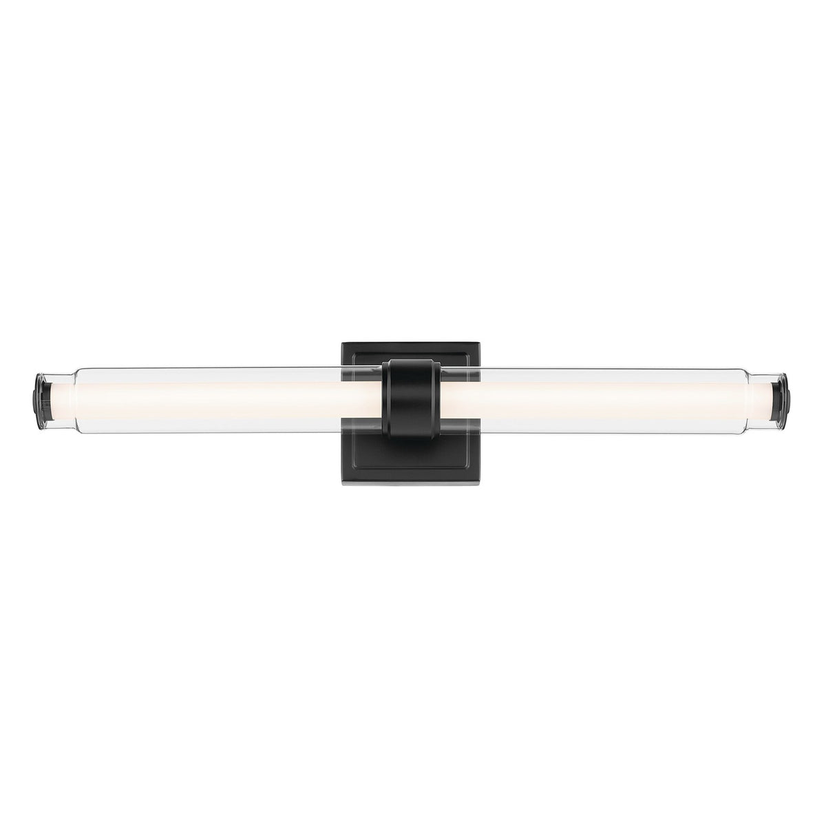 Kichler Laurene 18.5in 2-Light Linear Bath | Modern Black and Clear Glass | Bathroom Vanity & Hallway | 1460 Lumens, 3000K | Model 55238BKLED