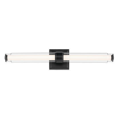Kichler Laurene 18.5in 2-Light Linear Bath | Modern Black and Clear Glass | Bathroom Vanity & Hallway | 1460 Lumens, 3000K | Model 55238BKLED