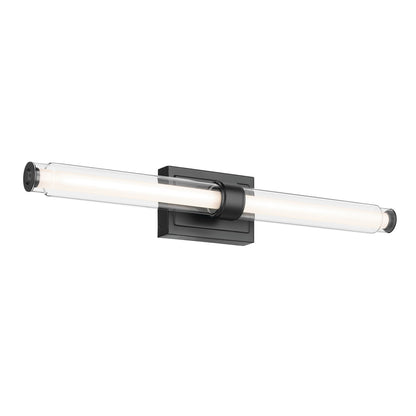 Kichler Laurene 31in 2-Light Linear Bath Vanity Light | Modern Black and Clear Glass | Bathroom Vanity | 31 x 5 in | Model 55239BKLED