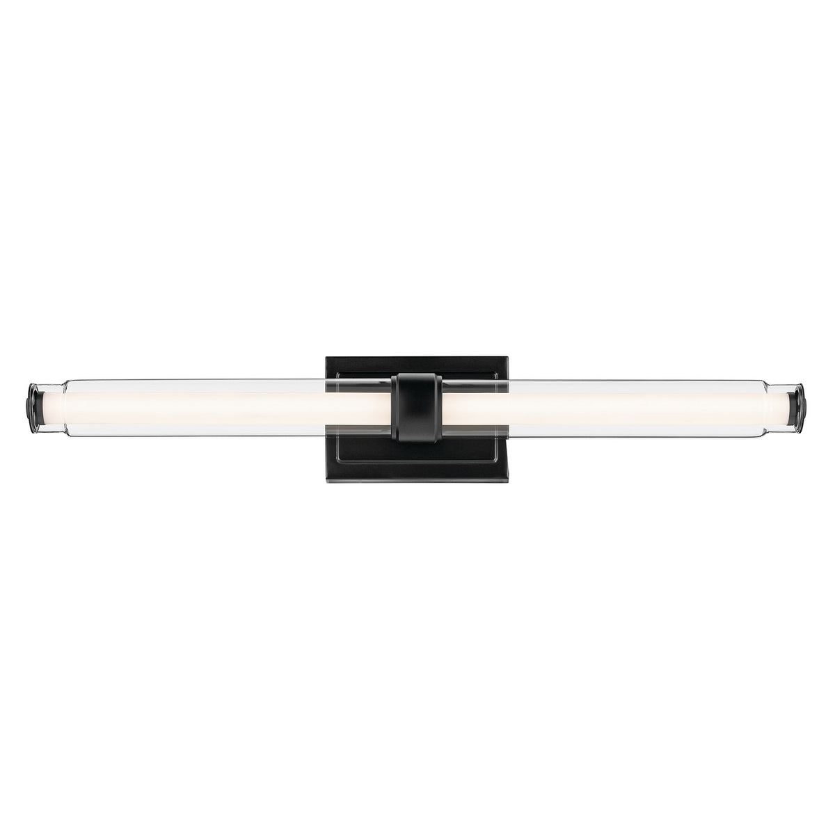 Kichler Laurene 31in 2-Light Linear Bath Vanity Light | Modern Black and Clear Glass | Bathroom Vanity | 31 x 5 in | Model 55239BKLED