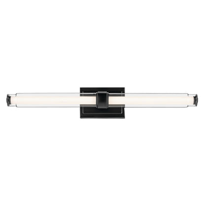 Kichler Laurene 31in 2-Light Linear Bath Vanity Light | Modern Black and Clear Glass | Bathroom Vanity | 31 x 5 in | Model 55239BKLED