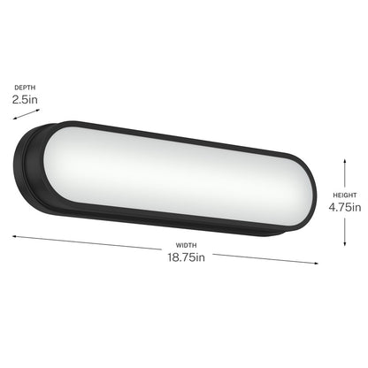 Kichler Daines 18in LED Bath Bar | Modern Black and White Glass | Bathroom Vanity | 18.75 x 4.75 x 2.5 in | Model 55246BKLED