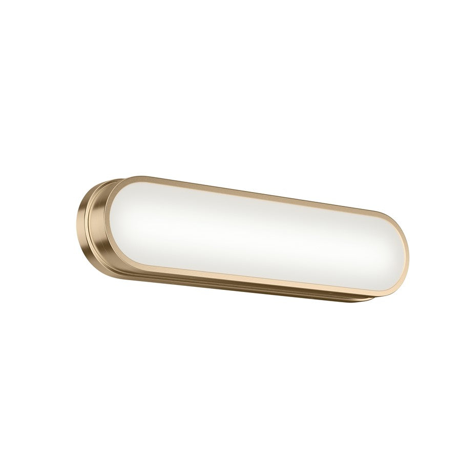 Kichler Daines 18.75in 1-Light LED Bath Bar | Champagne Bronze Aluminum and White Glass | Bathroom Vanity | 810 Lumens | Model 55246CPZLED