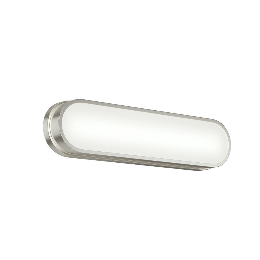 Kichler Daines 18.75in 1-Light LED Bath Bar | Modern Brushed Nickel and White Glass | Bathroom Vanity & Hallway | 18.75 x 4.75 in | Model 55246NILED