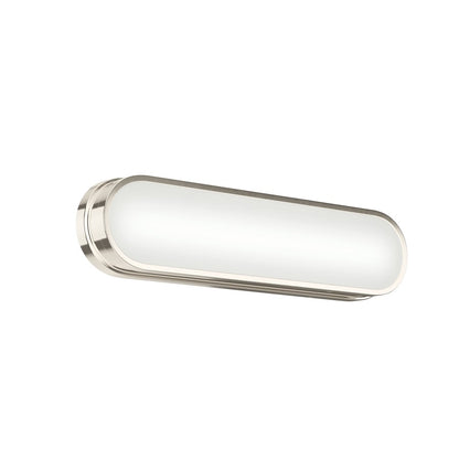 Kichler Daines 18.75in 1-Light LED Bath Bar | Modern Polished Nickel and White Glass | Bathroom Vanity & Dressing Area | Model 55246PNLED