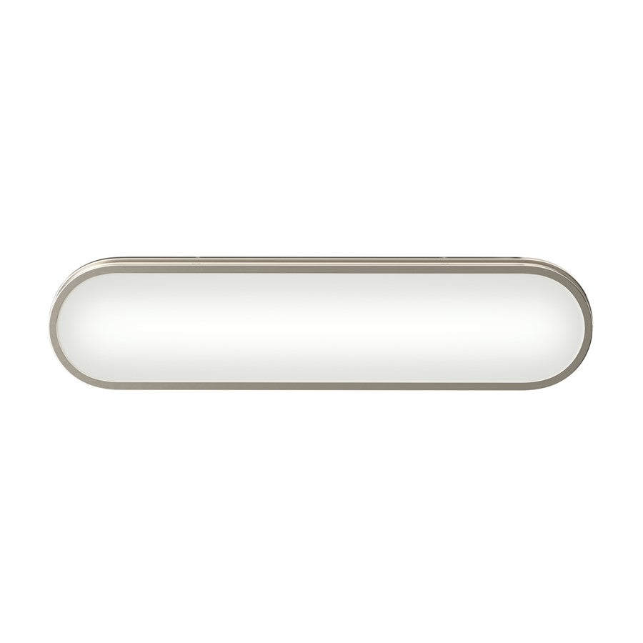 Kichler Daines 18.75in 1-Light LED Bath Bar | Modern Polished Nickel and White Glass | Bathroom Vanity & Dressing Area | Model 55246PNLED