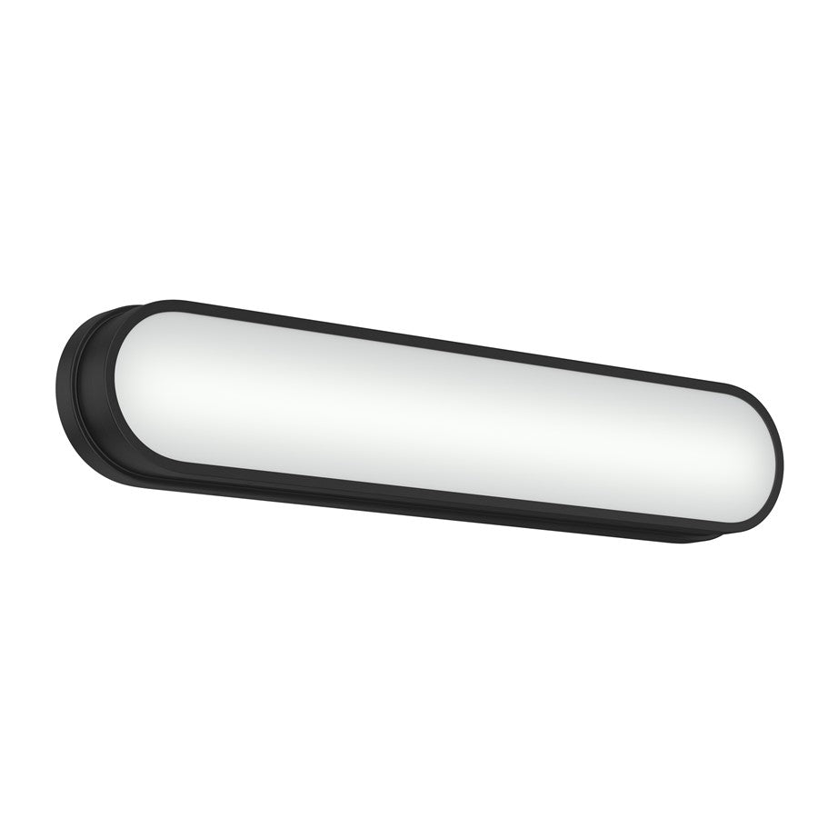 Kichler Daines 24.75in 1-Light LED Bath Bar | Modern Black Aluminum and White Glass | Bathroom Vanity | 24.75 x 4.75 x 2.5 in | Model 55247BKLED