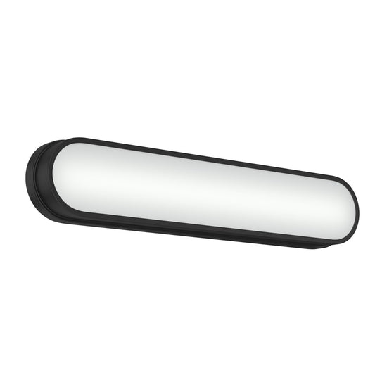 Kichler Daines 24.75in 1-Light LED Bath Bar | Modern Black Aluminum and White Glass | Bathroom Vanity | 24.75 x 4.75 x 2.5 in | Model 55247BKLED