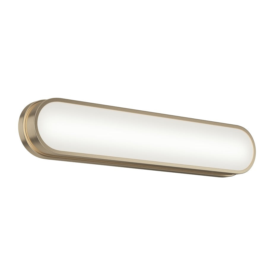 Kichler Daines 24.75in 1-Light LED Bath Bar | Modern Champagne Bronze and White Glass | Bathroom Vanity | 24.75 x 4.75 x 2.5 in | Model 55247CPZLED