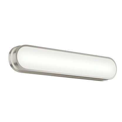 Kichler Daines 24in 1-Light LED Bath Bar | Modern Brushed Nickel and White Glass | Bathroom Vanity & Damp Location | Model 55247NILED