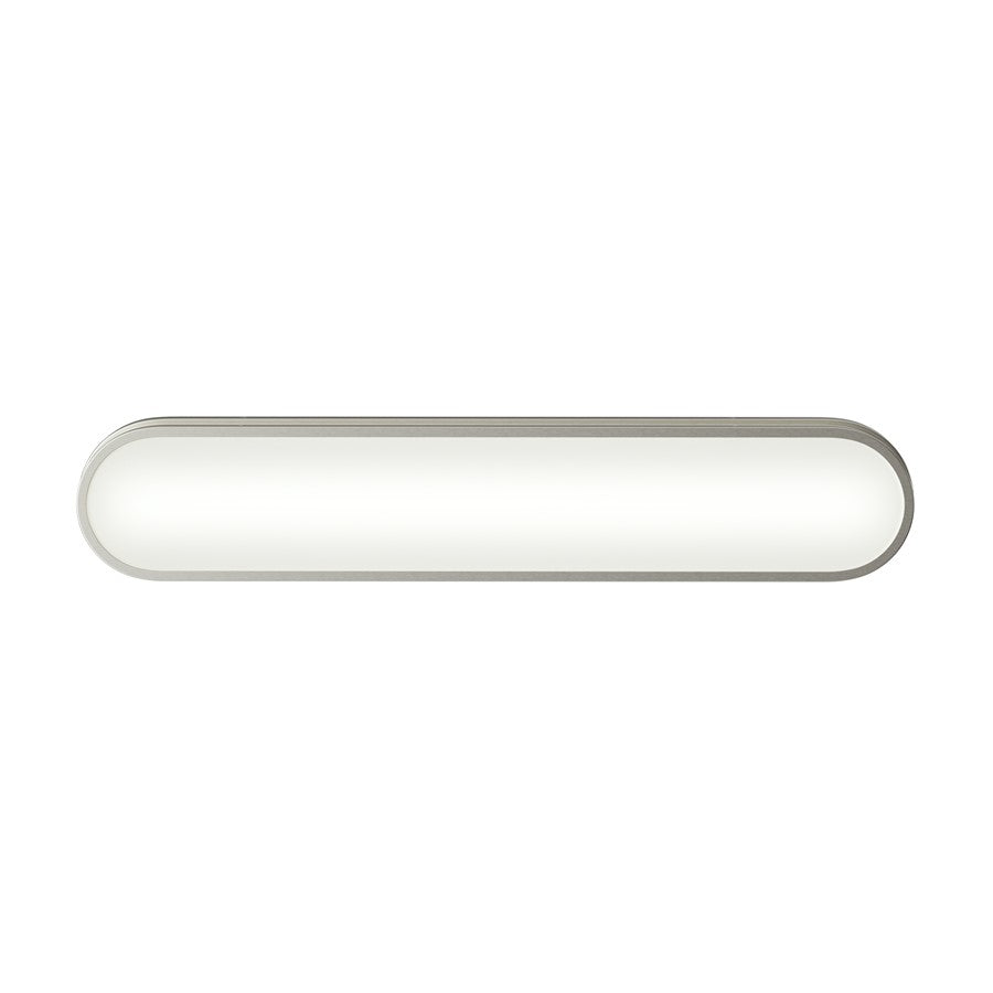 Kichler Daines 24in 1-Light LED Bath Bar | Modern Brushed Nickel and White Glass | Bathroom Vanity & Damp Location | Model 55247NILED