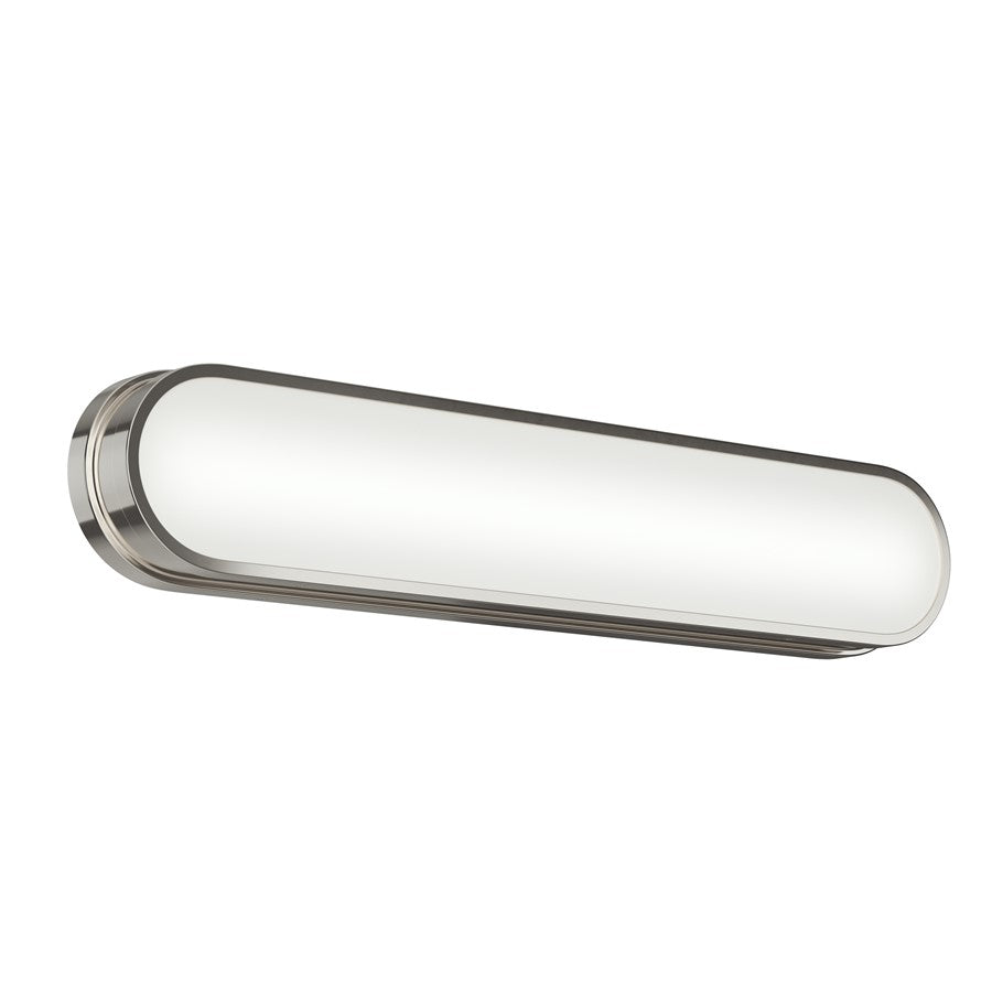 Kichler Daines 24.75in 1-Light LED Bath Bar | Modern Polished Nickel and White Glass | Bathroom Vanity | 24.75 x 4.75 in | Model 55247PNLED