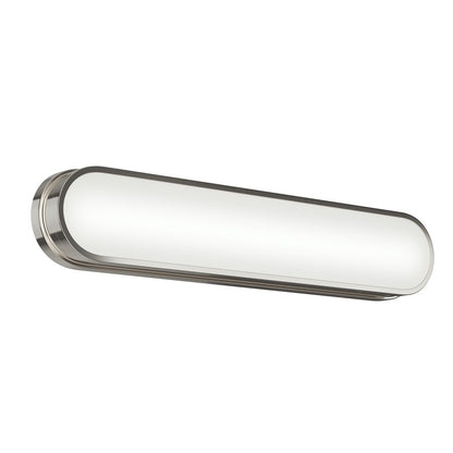 Kichler Daines 24.75in 1-Light LED Bath Bar | Modern Polished Nickel and White Glass | Bathroom Vanity | 24.75 x 4.75 in | Model 55247PNLED