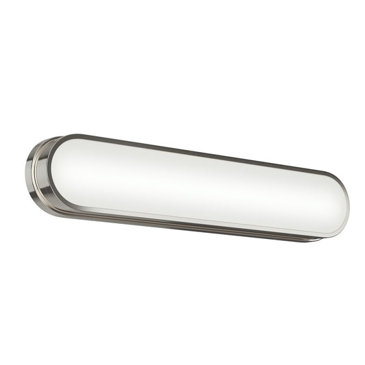 Kichler Daines 24.75in 1-Light LED Bath Bar | Modern Polished Nickel and White Glass | Bathroom Vanity | 24.75 x 4.75 in | Model 55247PNLED