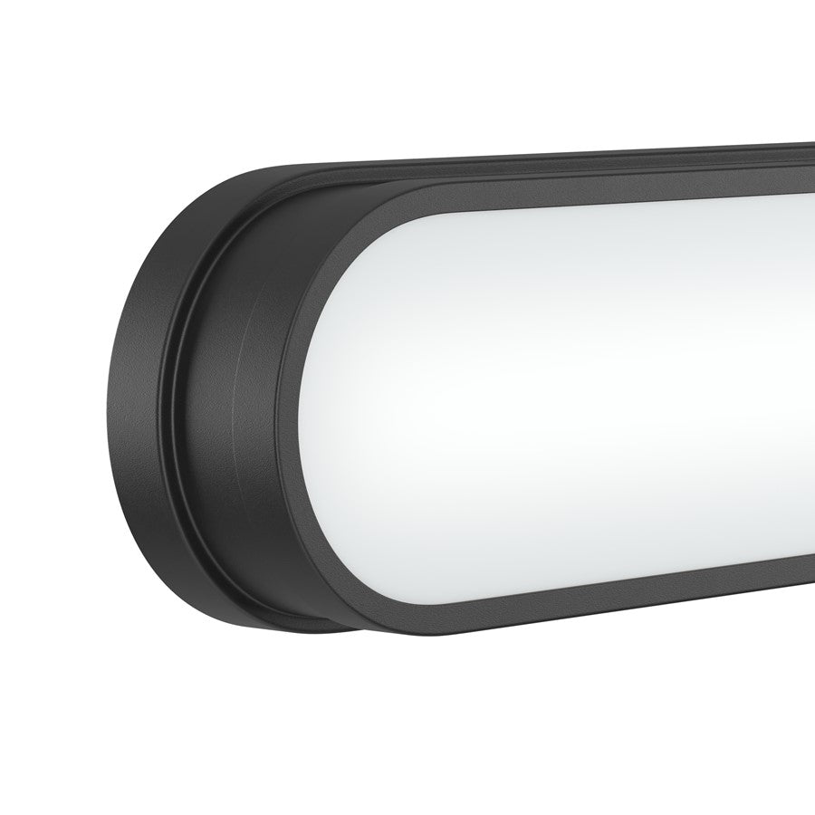 Kichler Daines 32in 1-Light LED Bath Bar | Modern Black and White Glass | Bathroom Vanity & Damp Location | 32.75 x 4.75 in | Model 55248BKLED