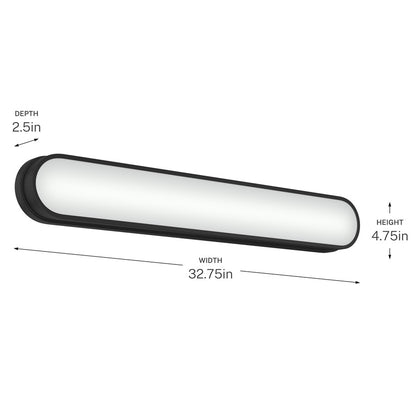 Kichler Daines 32in 1-Light LED Bath Bar | Modern Black and White Glass | Bathroom Vanity & Damp Location | 32.75 x 4.75 in | Model 55248BKLED