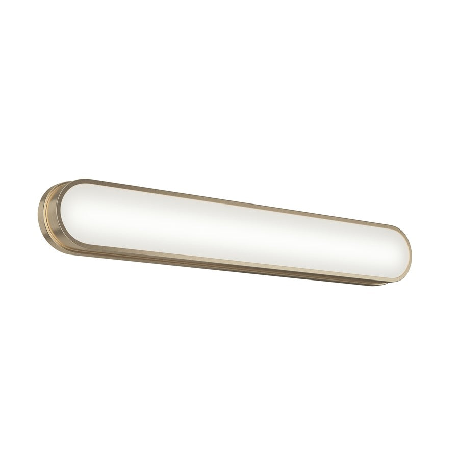 Kichler Daines 32in LED Bath Bar | Modern Champagne Bronze and White Glass | Bathroom Vanity | 32.75 x 4.75 x 2.5 in | Model 55248CPZLED