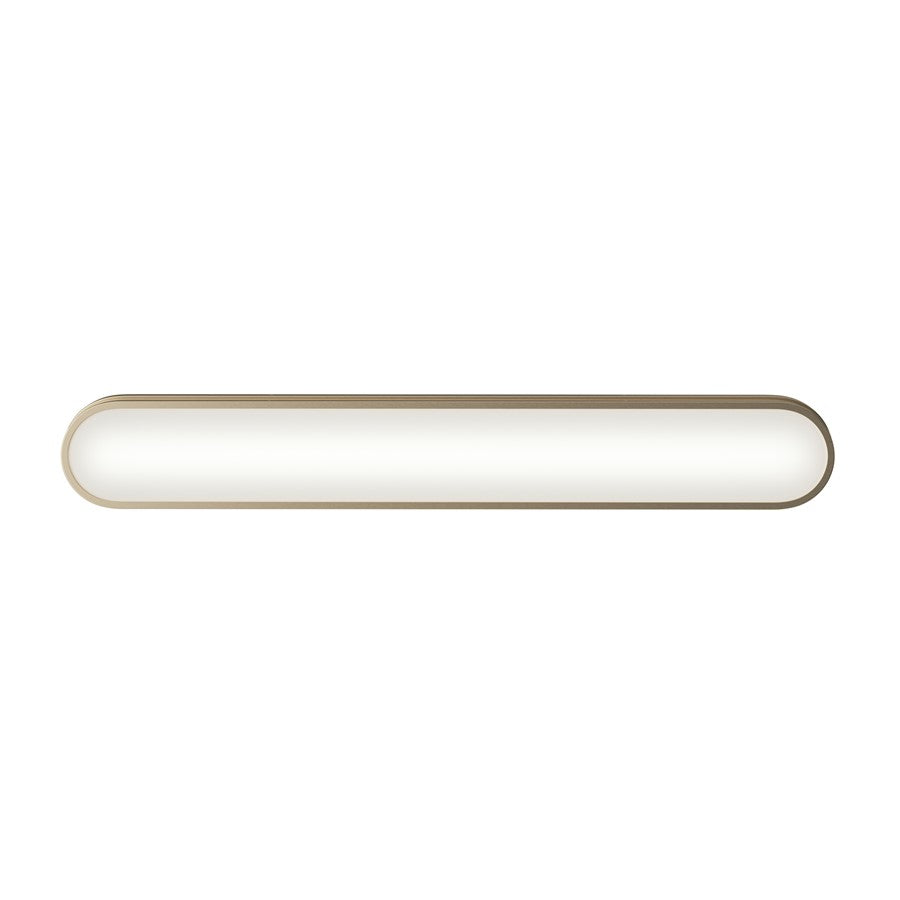 Kichler Daines 32in LED Bath Bar | Modern Champagne Bronze and White Glass | Bathroom Vanity | 32.75 x 4.75 x 2.5 in | Model 55248CPZLED