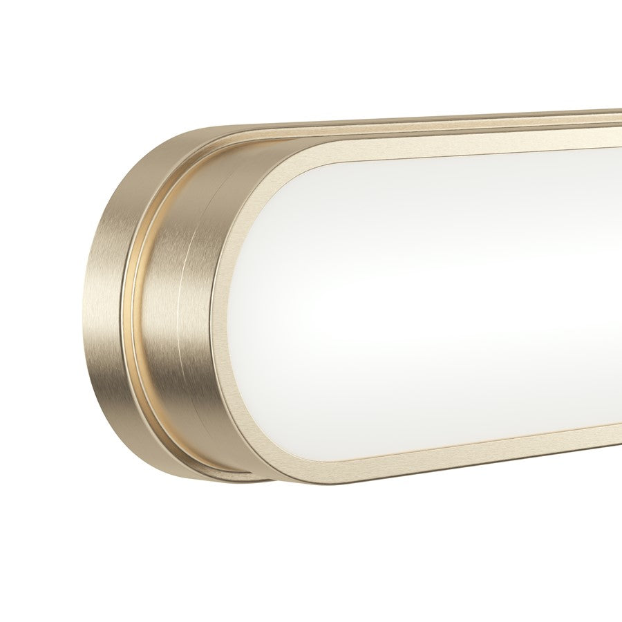 Kichler Daines 32in LED Bath Bar | Modern Champagne Bronze and White Glass | Bathroom Vanity | 32.75 x 4.75 x 2.5 in | Model 55248CPZLED