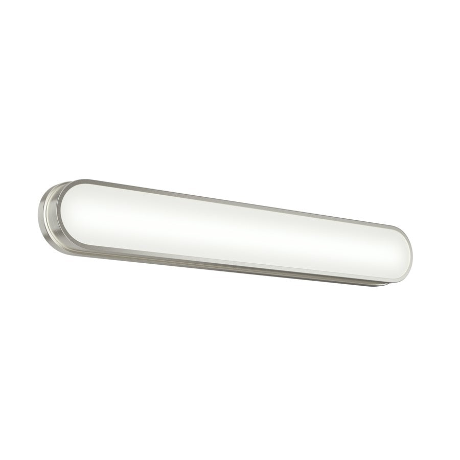 Kichler Daines 32.75in 1-Light LED Bath Bar | Modern Brushed Nickel and White Glass | Bathroom Vanity | 32.75 x 4.75 x 2.5 in | Model 55248NILED