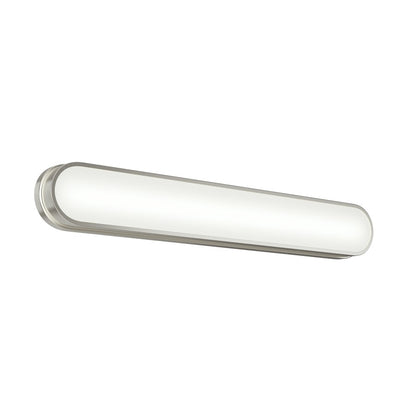 Kichler Daines 32.75in 1-Light LED Bath Bar | Modern Brushed Nickel and White Glass | Bathroom Vanity | 32.75 x 4.75 x 2.5 in | Model 55248NILED