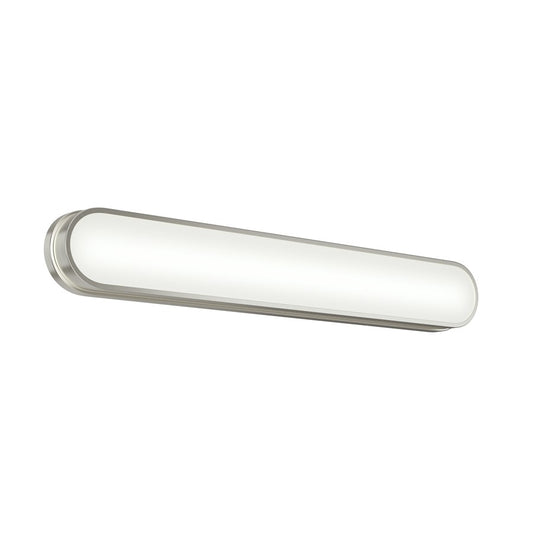 Kichler Daines 32.75in 1-Light LED Bath Bar | Modern Brushed Nickel and White Glass | Bathroom Vanity | 32.75 x 4.75 x 2.5 in | Model 55248NILED