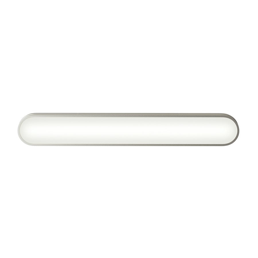 Kichler Daines 32.75in 1-Light LED Bath Bar | Modern Brushed Nickel and White Glass | Bathroom Vanity | 32.75 x 4.75 x 2.5 in | Model 55248NILED