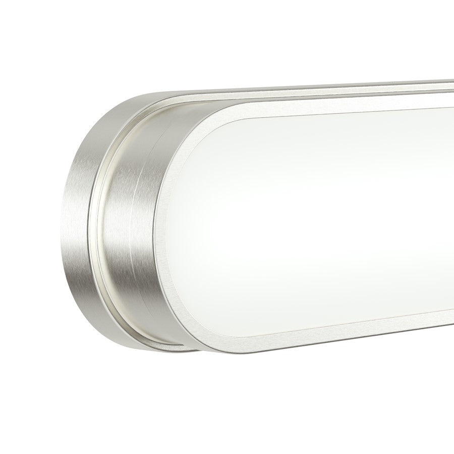Kichler Daines 32.75in 1-Light LED Bath Bar | Modern Brushed Nickel and White Glass | Bathroom Vanity | 32.75 x 4.75 x 2.5 in | Model 55248NILED